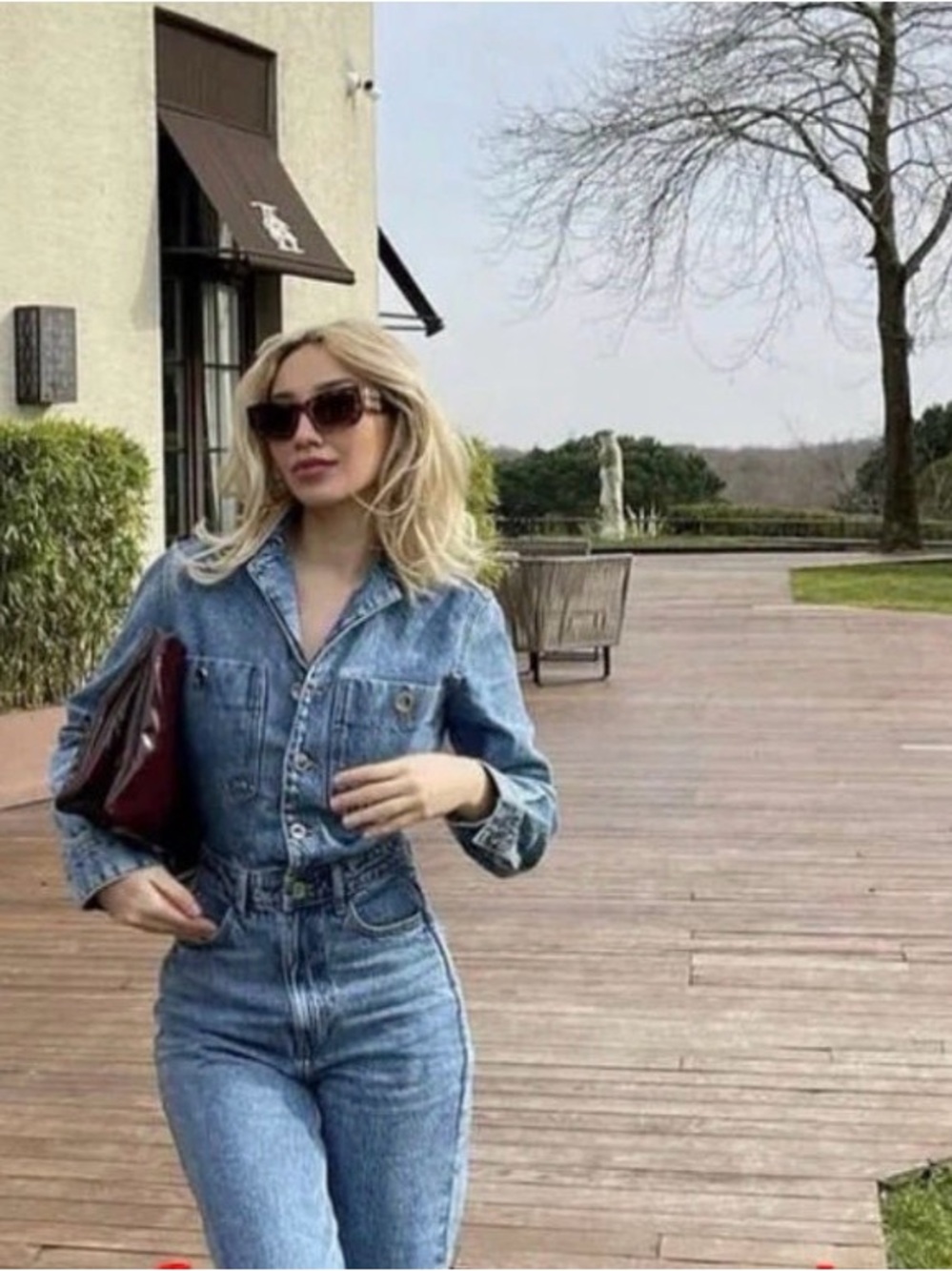 Zara Blue Denim Jumpsuit - Picture 2 of 12